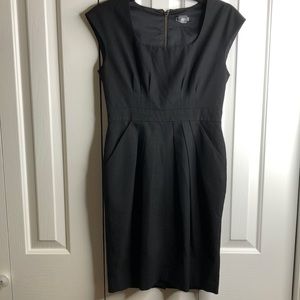 Ann Taylor 2P black dress w/ from pockets EUC